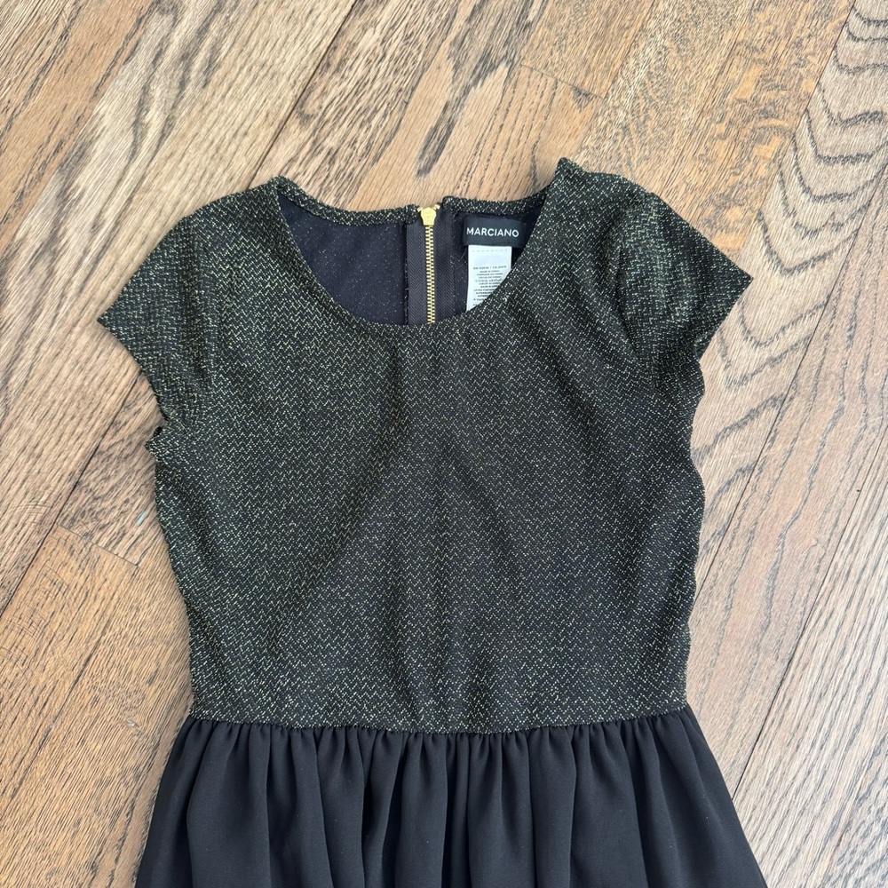 Marciano Black Dress with Gold Metallic Bodice